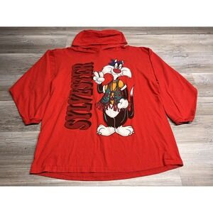 Vintage Looney Tunes T-Shirt Sylvester Cat Peace Love Hippie Hooded XL Big Print